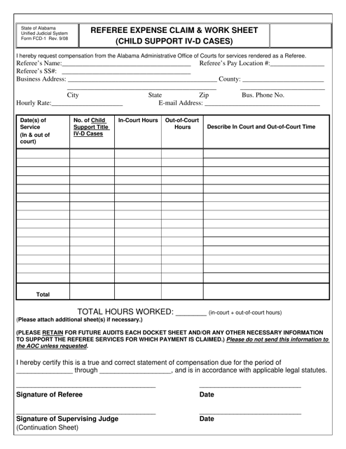 Form FCD-1 (CHILD SUPPORT)  Printable Pdf