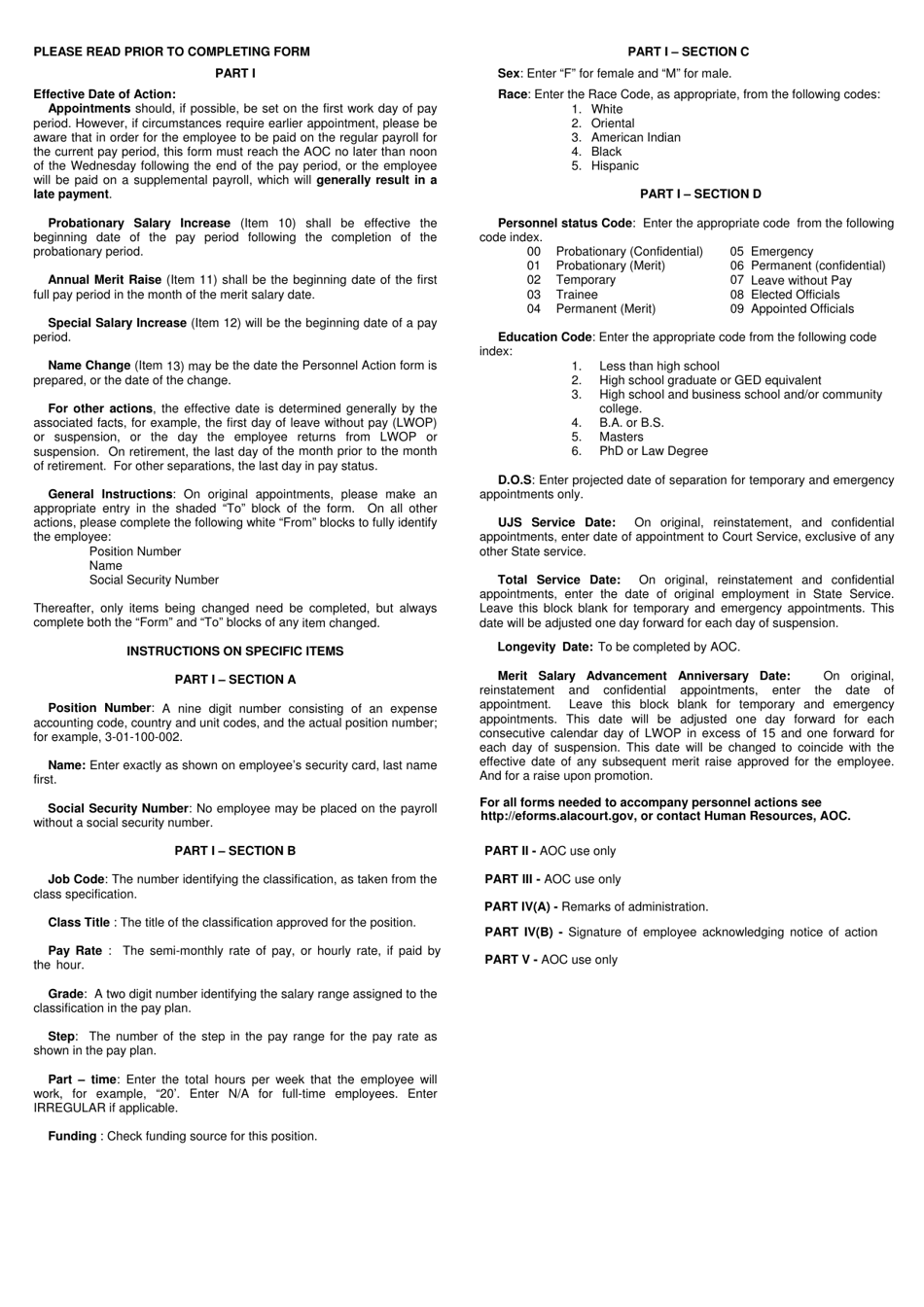 Form PERS-26C Personnel Action - Alabama, Page 2