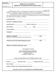 Document preview: Form PERS-61 Request to Conduct Criminal Background Investigation - Alabama