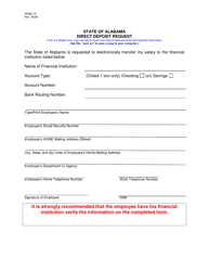 Document preview: Form FRMS-15 Direct Deposit Request - Alabama