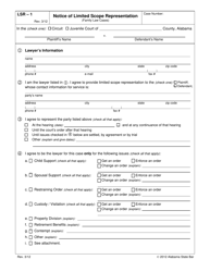Form LSR-1 &quot;Notice of Limited Scope Representation (Family Law Cases)&quot; - Alabama