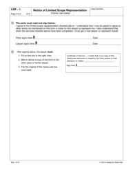 Form LSR-1 Notice of Limited Scope Representation (Family Law Cases) - Alabama, Page 2
