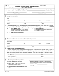 Form LSR-2 &quot;Notice of Limited Scope Representation (Not for Family Law Cases)&quot; - Alabama