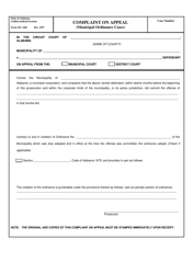 Document preview: Form MC-16B Complaint on Appeal (Municipal Ordinance Cases) - Alabama