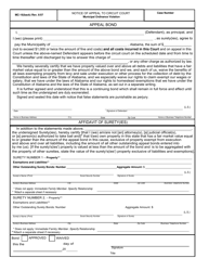 Form MC-16 Notice of Appeal to Circuit Court (Municipal Ordinance Violation) - Alabama, Page 2