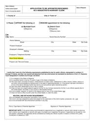 Document preview: Form C-72 Application to Be Appointed/Rescinded as a Magistrate/Warrant Clerk - Alabama