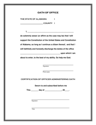 Document preview: Oath of Office - Clerks - Alabama