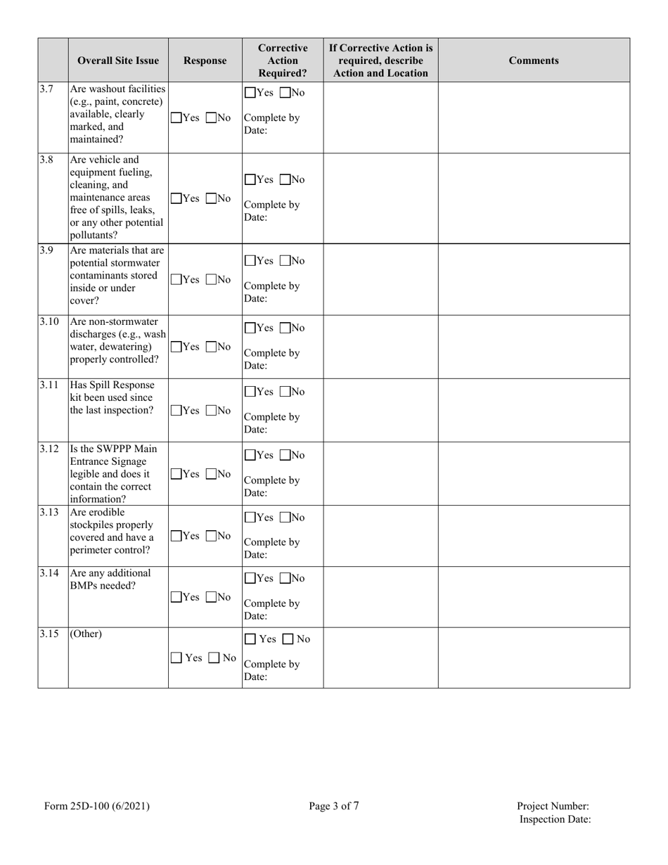 Form 25D-100 Download Printable PDF or Fill Online Swppp Construction ...