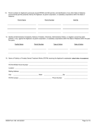 ADEM Form 186 &quot;State Indirect Discharge (Sid) Permit Application&quot; - Alabama, Page 3