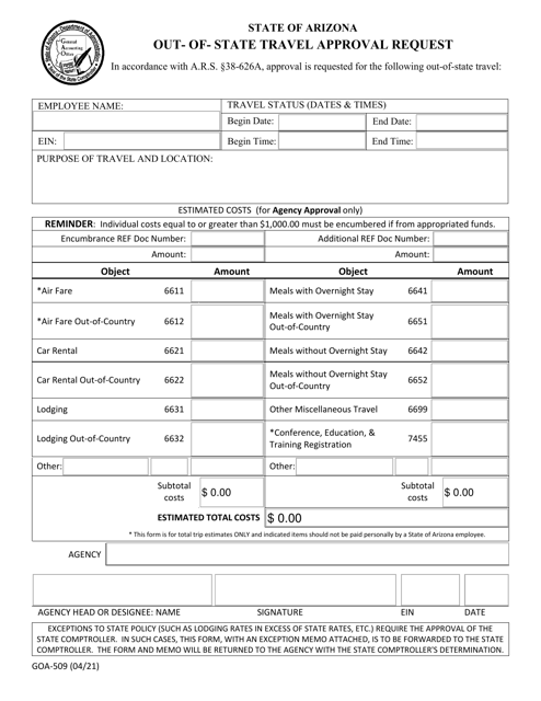 Form GAO-509  Printable Pdf