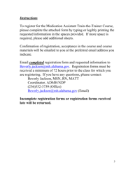 Medication Assistant Train-The Trainer Course Registration Form - Alabama, Page 3