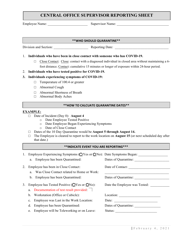 Central Office Supervisor Reporting Sheet - Alabama