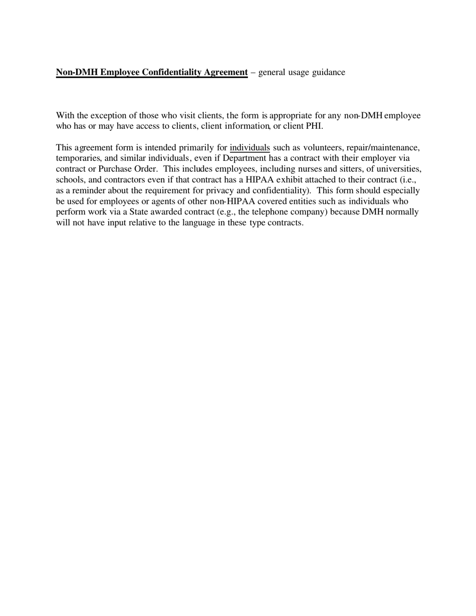 Non-dmh Employee Confidentiality Agreement - Alabama, Page 1