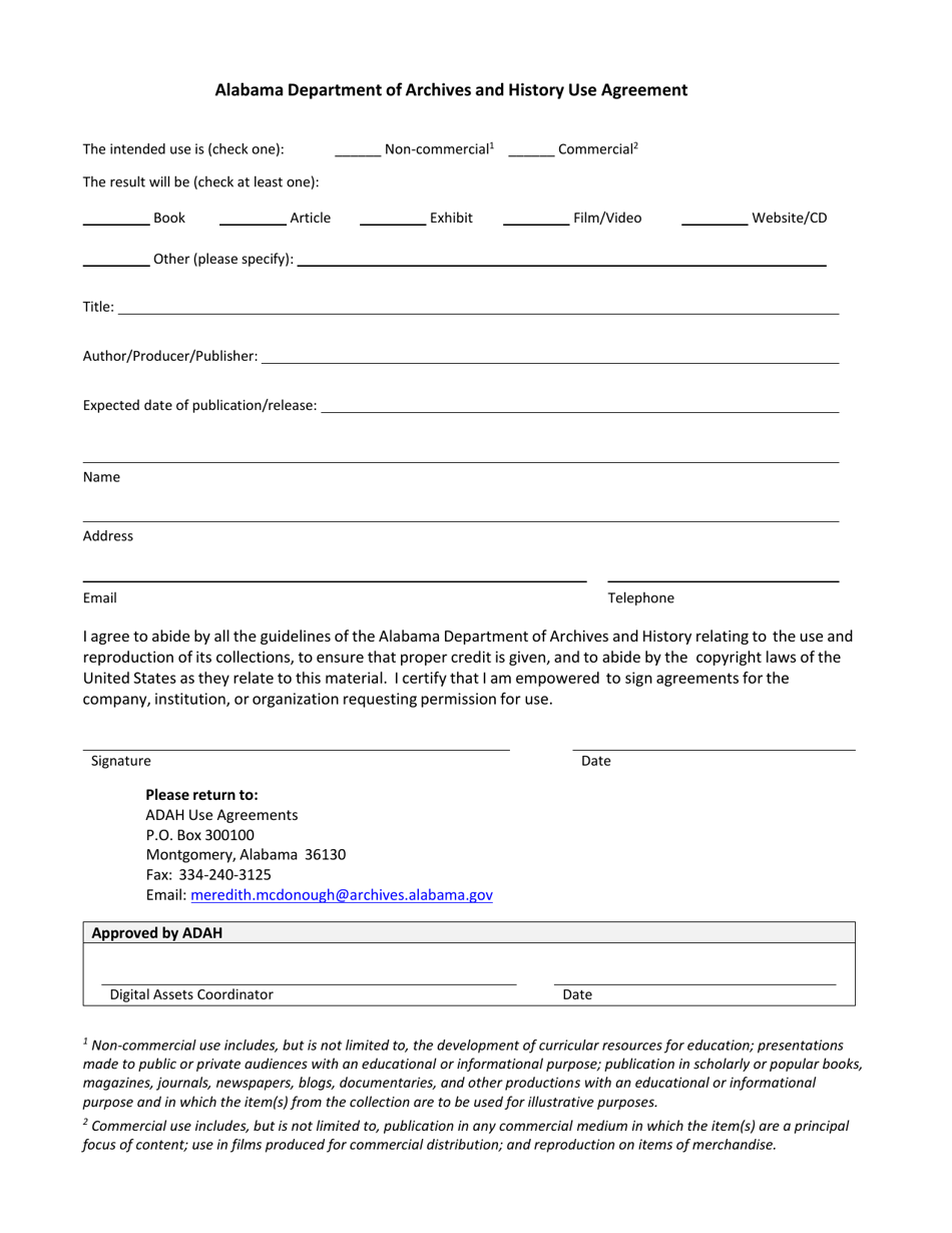 Use Agreement - Images, Videos, and Audio Material - Alabama, Page 2