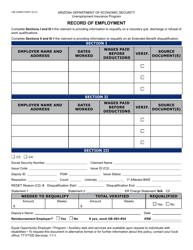 Document preview: Form UIB-0098R Record of Employment - Arizona