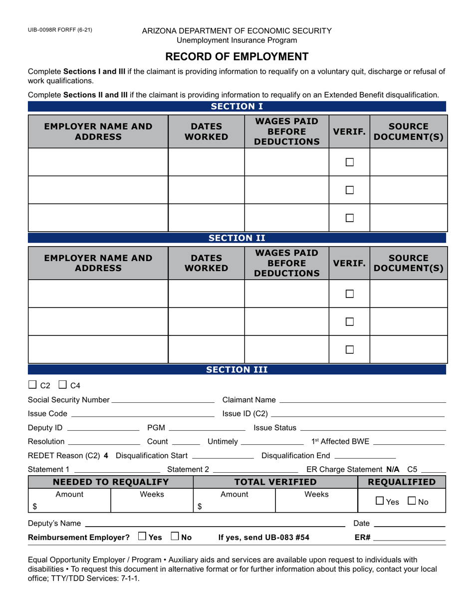 Form UIB-0098R - Fill Out, Sign Online and Download Fillable PDF ...