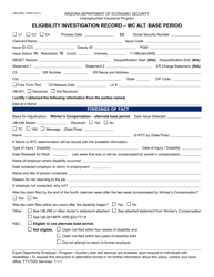 Document preview: Form UIB-0098C Eligibility Investigation Record - Wc Alt. Base Period - Arizona