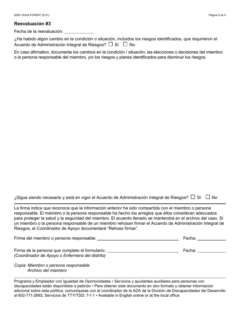 Formulario DDD-1530A-S Acuerdo De Administracion Integral De Riesgos Servicios Y / O Colocacion - Arizona (Spanish), Page 5