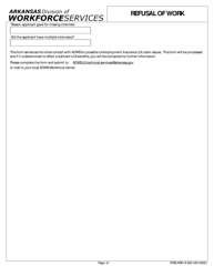 Form DWS-ARK-UI-500 Refusal of Work - Arkansas, Page 2