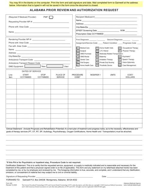Form 342  Printable Pdf