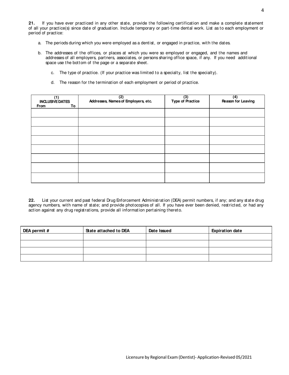 Alabama Dental Licensure by Regional Exam Application - Alabama, Page 7
