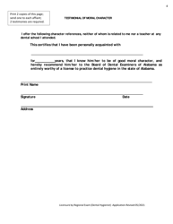Alabama Dental Hygiene Licensure by Regional Exam Application - Alabama, Page 6