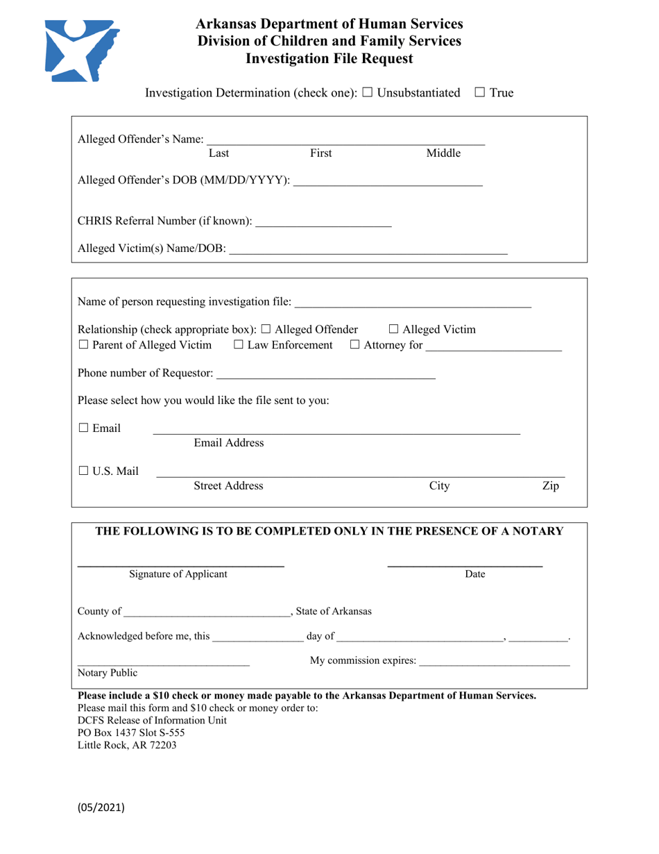 Investigation File Request - Arkansas, Page 1