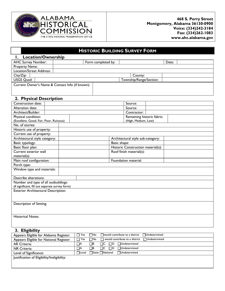 Alabama Historic Building Survey Form - Fill Out, Sign Online and ...