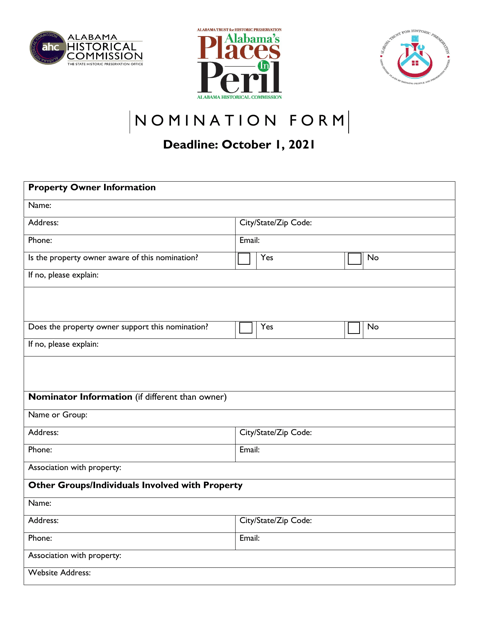 Document preview: Nomination Form - Alabama