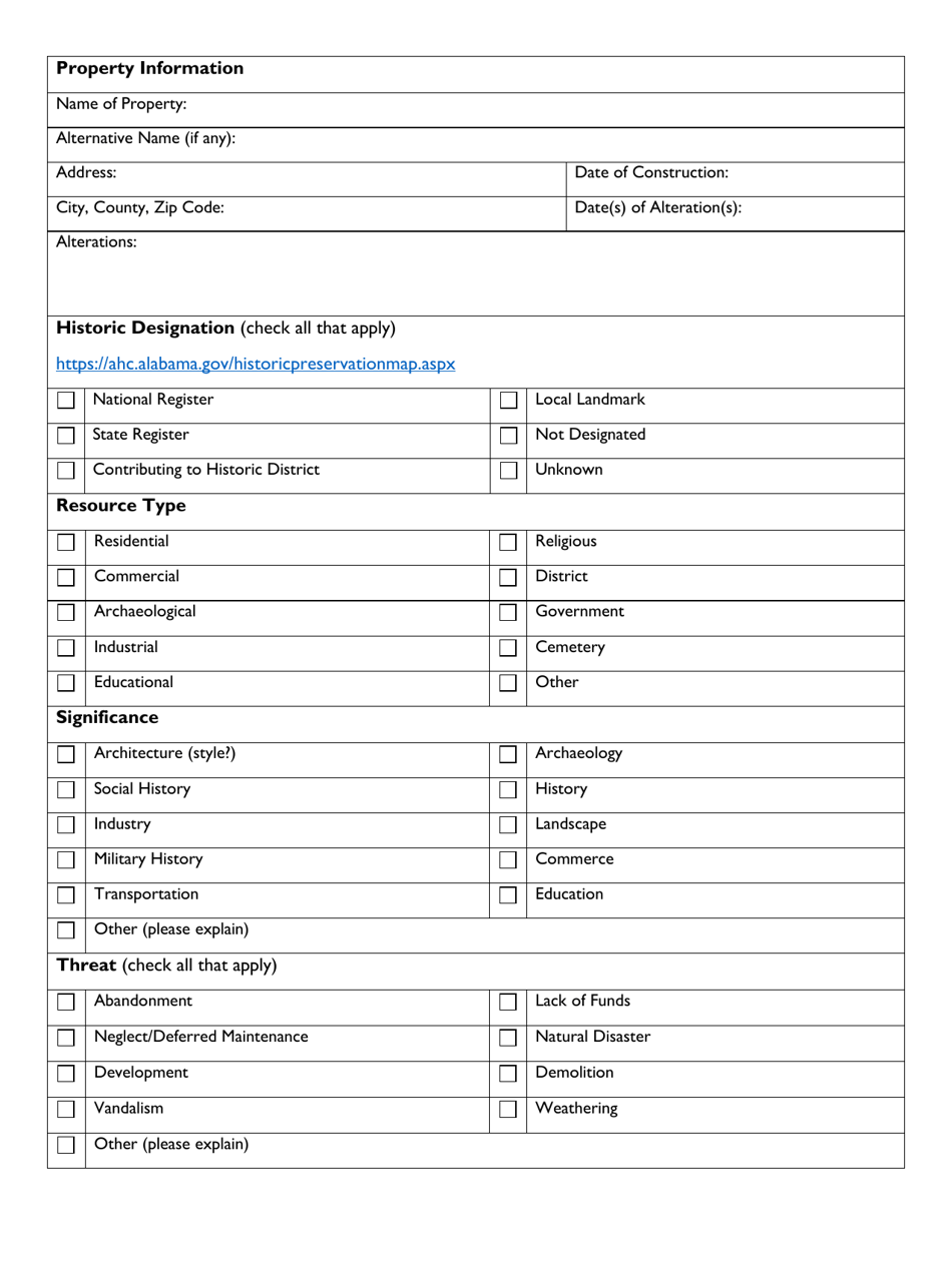 Nomination Form - Alabama, Page 2