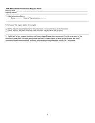 Monument Preservation Request Form - Alabama, Page 2