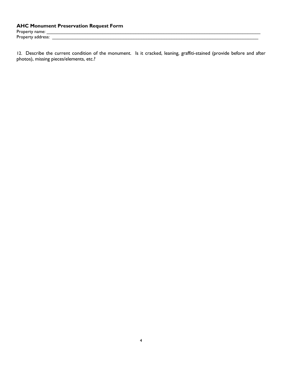 Monument Preservation Request Form - Alabama, Page 4