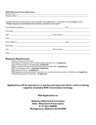 Monument Preservation Request Form - Alabama, Page 7