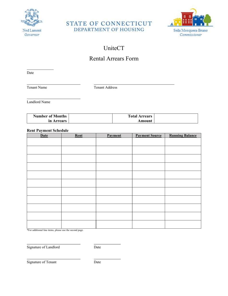 Connecticut Unitect Rental Arrears Form Fill Out, Sign Online and Download PDF Templateroller