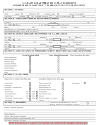 Document preview: Report of Adult Suspected to Be Abused, Neglected or Exploited - Alabama