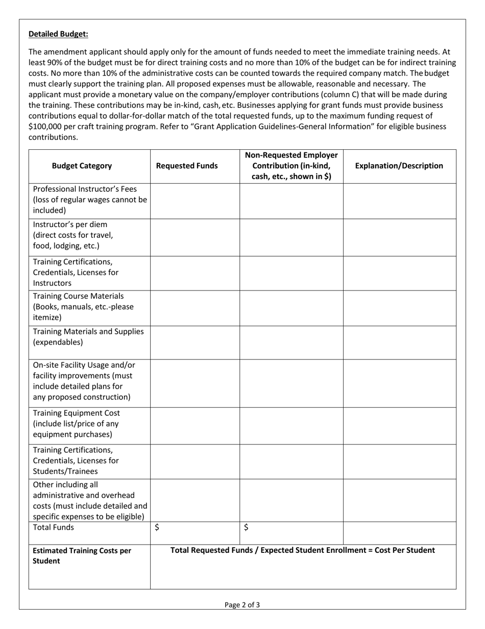 Amendement to Construction Industry Craft Training Program Grant Agreement - Grant Continuation Request - Alabama, Page 2