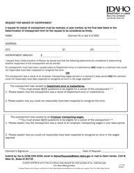 Form I-77-516 &quot;Request for Waiver of Overpayment&quot; - Idaho