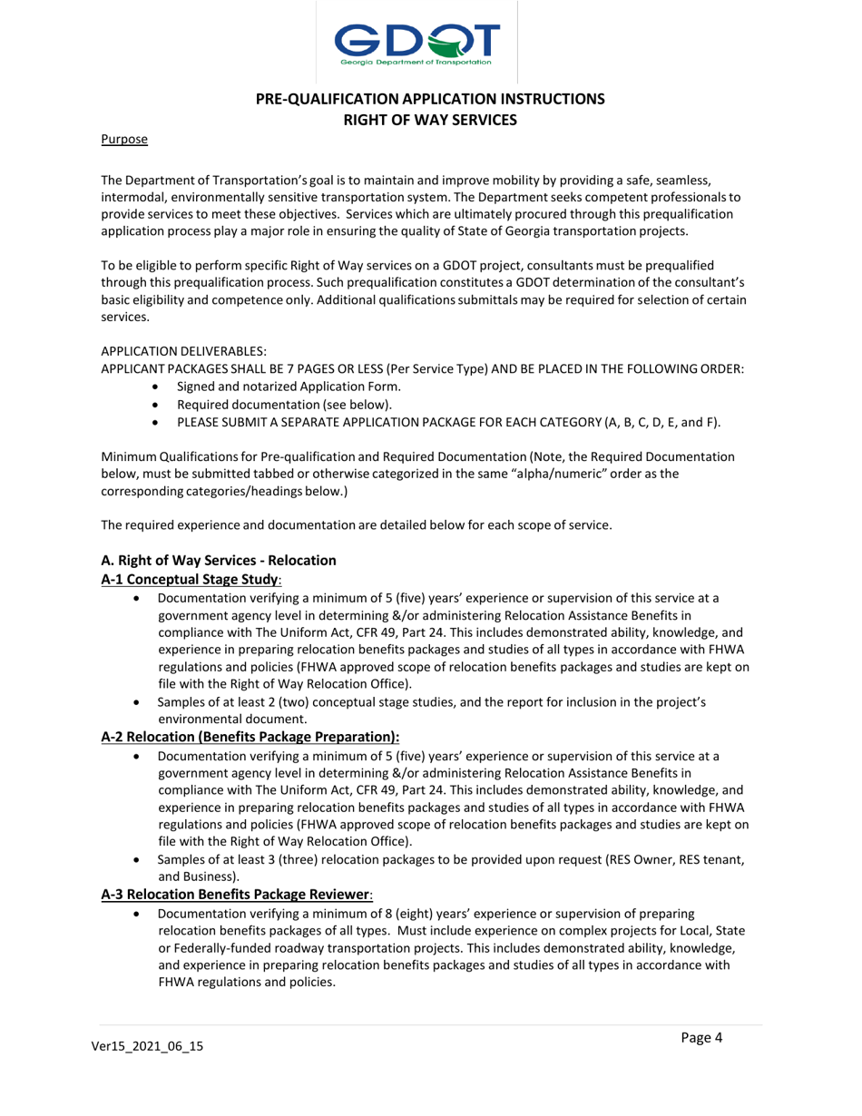 Pre-qualification Application - Right of Way Services for Georgia Departmentof Transportation Projects - Georgia (United States), Page 4