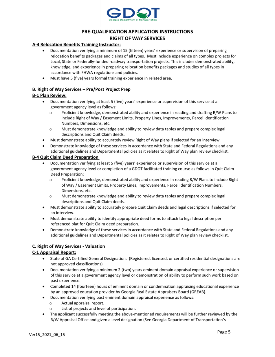 Pre-qualification Application - Right of Way Services for Georgia Departmentof Transportation Projects - Georgia (United States), Page 5
