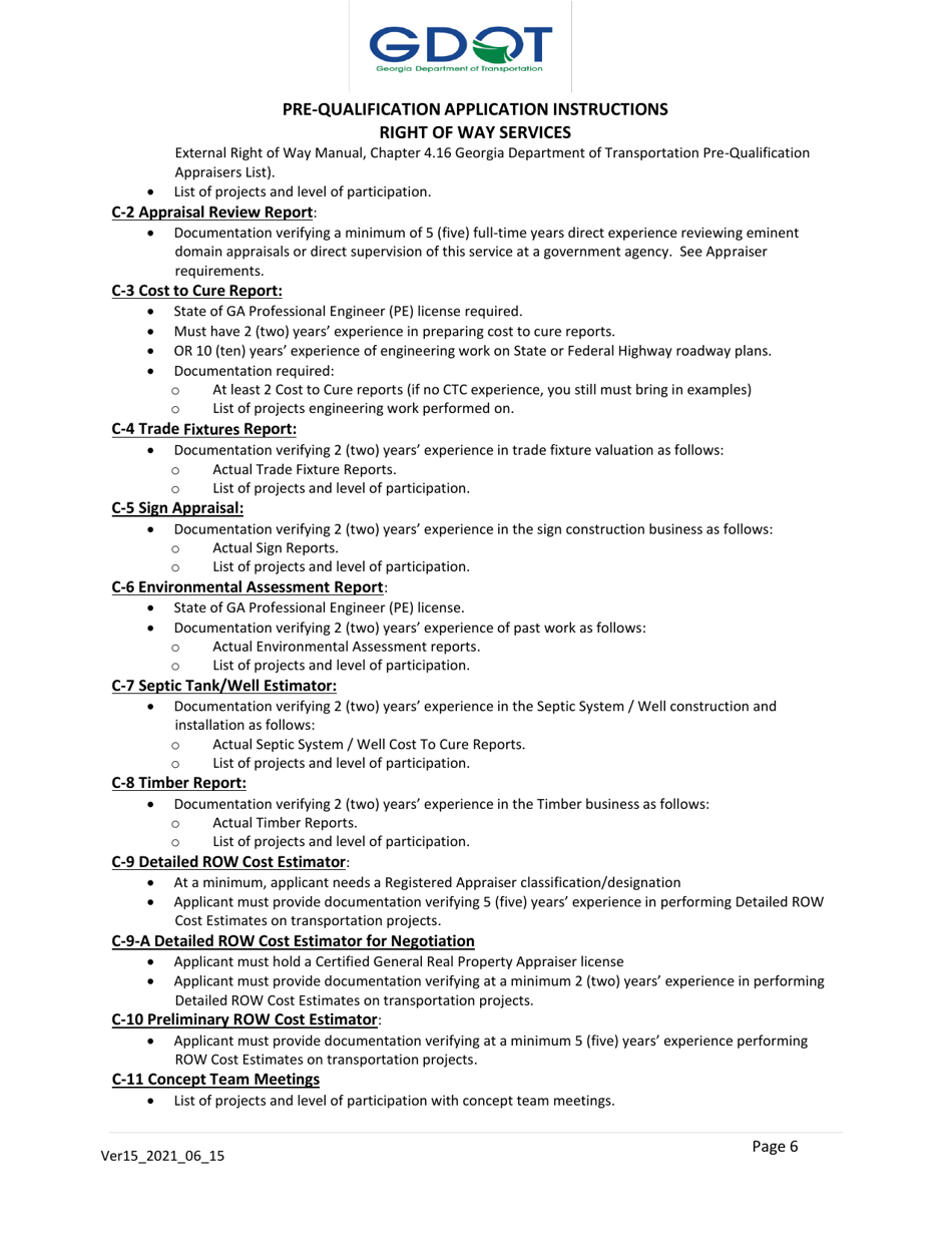 Pre-qualification Application - Right of Way Services for Georgia Departmentof Transportation Projects - Georgia (United States), Page 6