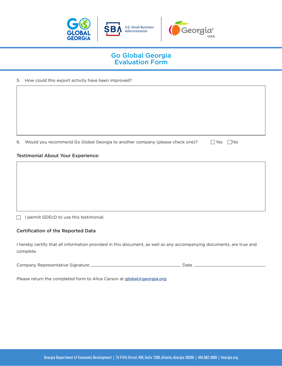 Go Global Georgia Evaluation Form - Georgia (United States), Page 2