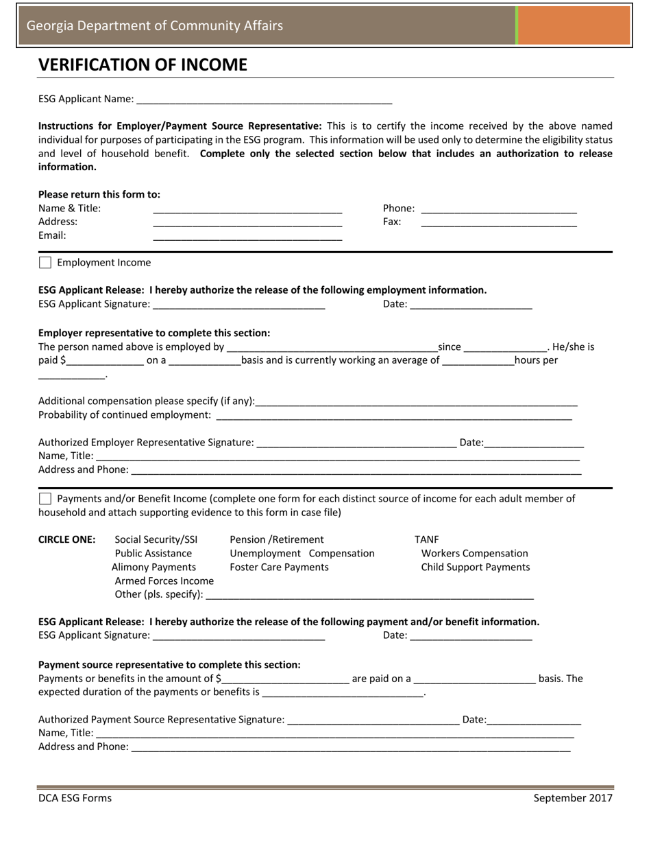 Georgia (United States) Verification of Income - Fill Out, Sign Online ...