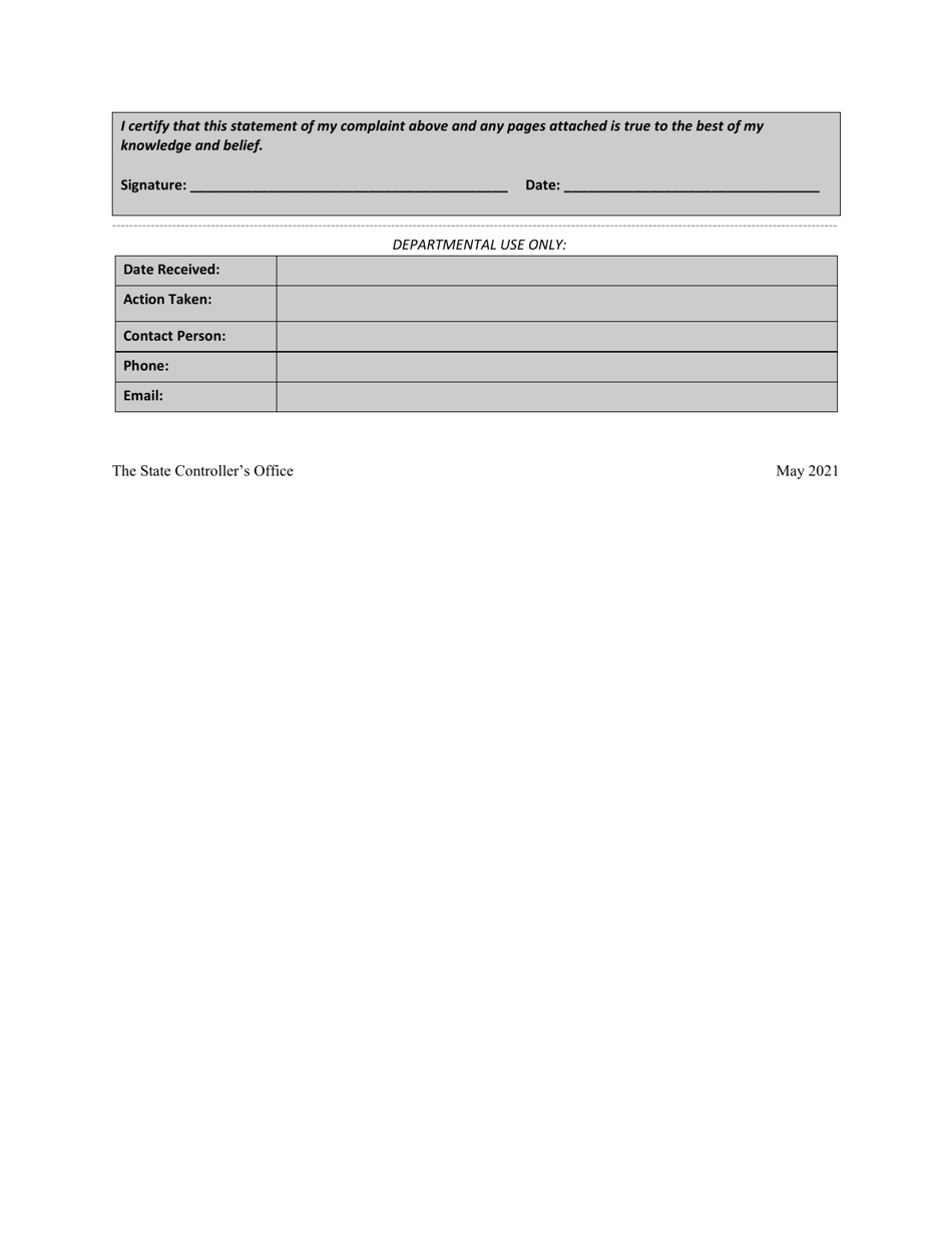 Language Access Complaint Form - California, Page 2