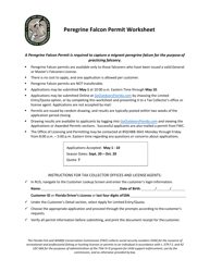Document preview: Peregrine Falcon Permit Worksheet - Florida