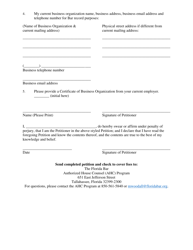 Authorized House Counsel Petition for Reinstatement Due to Annual Fees Noncompliance - Florida, Page 2