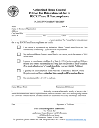 Document preview: Authorized House Counsel Petition for Reinstatement Due to Bscr Phase II Noncompliance - Florida