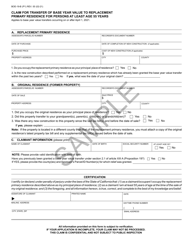 Document preview: Form BOE-19-B Claim for Transfer of Base Year Value to Replacement Primary Residence for Persons at Least Age 55 Years - Sample - California
