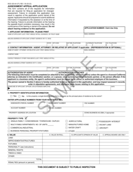 Document preview: Form BOE-305-AH Assessment Appeal Application - Sample - California