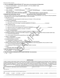 Form BOE-305-AH Assessment Appeal Application - Sample - California, Page 2