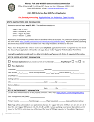 Antlerless Deer (Ad) Permit Application - Florida